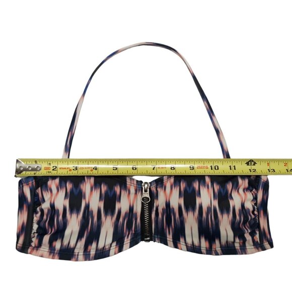 Xhilaration Bikini Top Womens Small Blue Bandeau Tie Dye Halter Zip Front - Picture 3 of 9